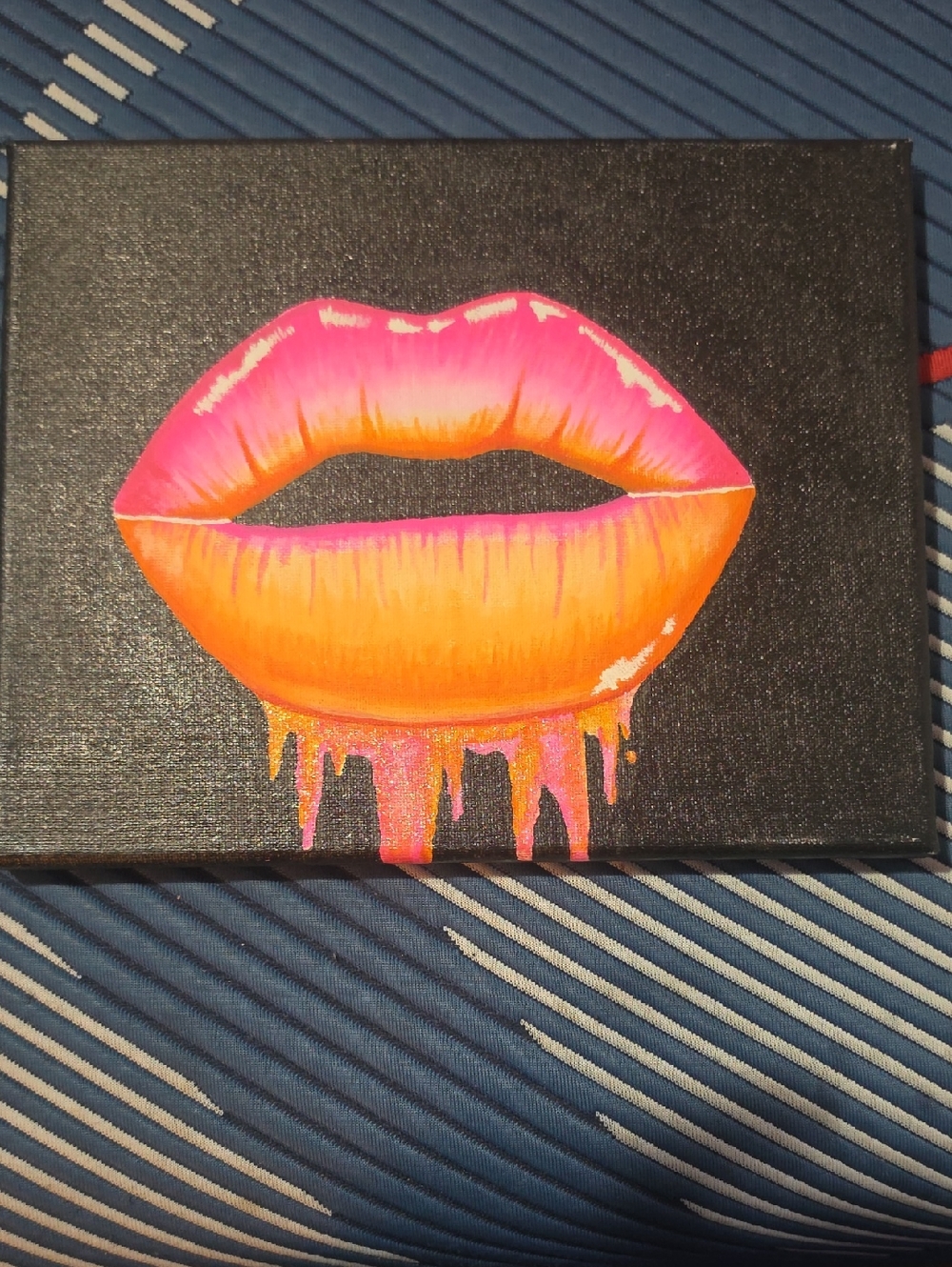 Vibrant Orange & Pink Lip Art Canvas – Home Art Wall Accent